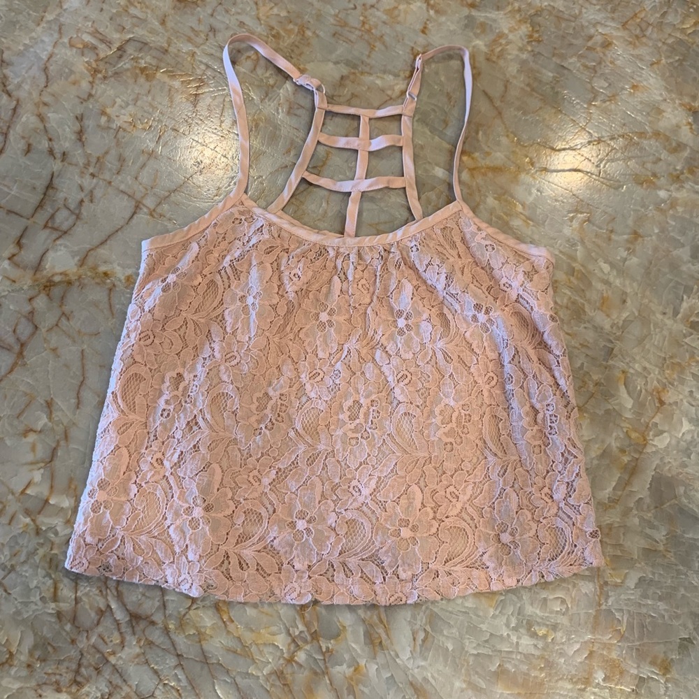 Pink lace fashion strappy tank top